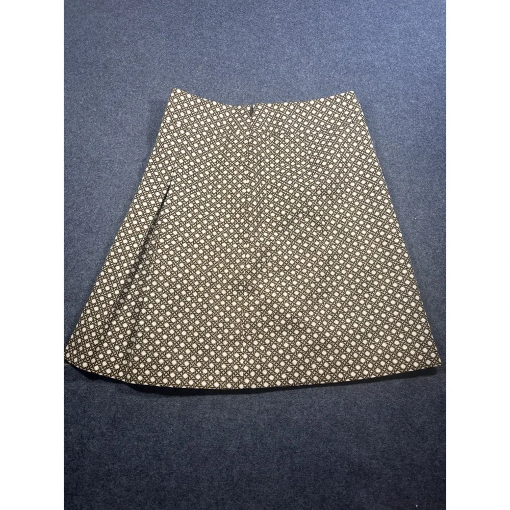 Talbots Petites Brown‎ Geometric Cane Print A-Line Skirt Size 4P